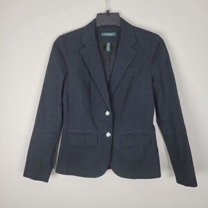 Lauren Ralph Lauren Womens Blazer Black Size 4 Crest Buttons